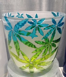 Marijuana Leaves glass art by Cynthia Myers